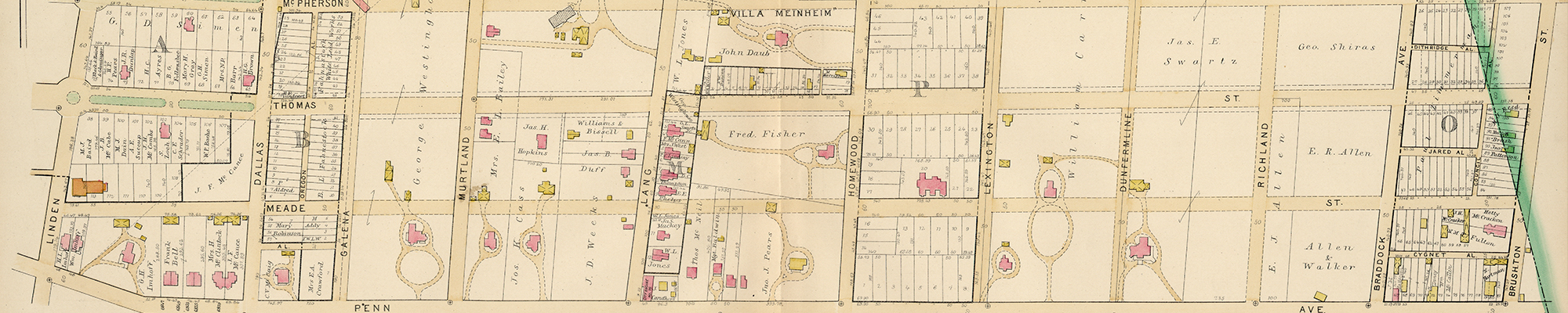 1890 section of map that includes Thomas Blvd.