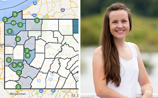 sample of an iMapinvasives map and Amy Jewitt, Invasive Species Coordinator from the Western Pennsylvania Conservancy 