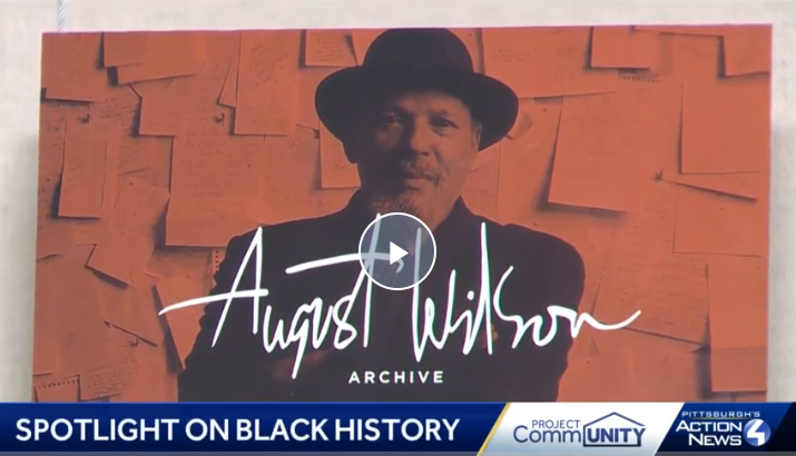 Still frame from video of a news video about the August Wilson Archives